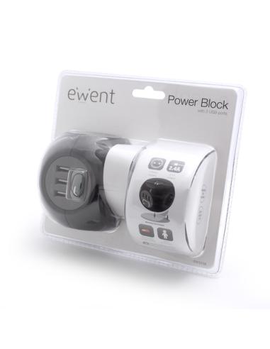 Ewent EW3938 adaptador e inversor de corriente Interior Negro
