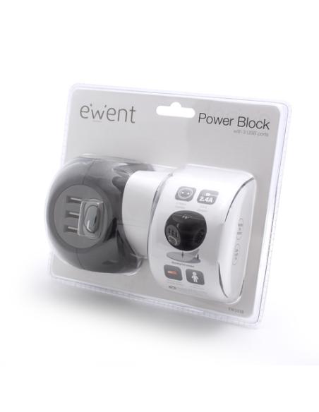 Ewent EW3938 adaptador e inversor de corriente Interior Negro