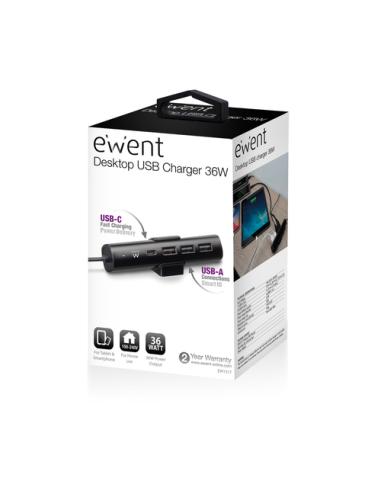 Ewent EW1317 cargador de dispositivo móvil Universal Negro Corriente alterna Interior