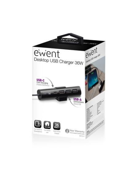 Ewent EW1317 cargador de dispositivo móvil Universal Negro Corriente alterna Interior