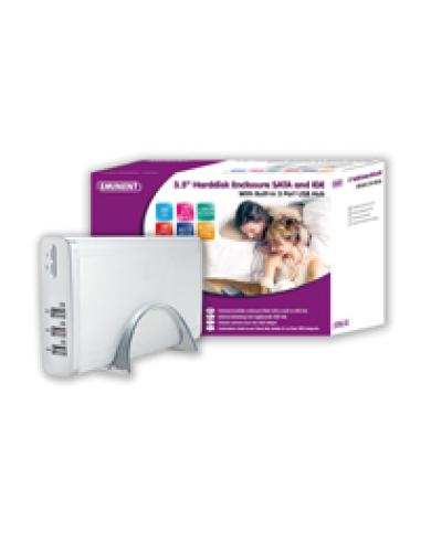 Eminent Portable 3.5" Harddisk Enclosure SATA and IDE Gris USB con suministro de corriente