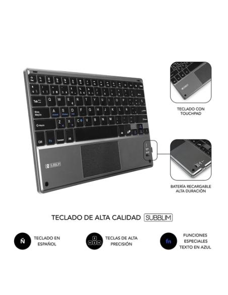 SUBBLIM Funda con Teclado KEYTAB PRO BLUETOOTH 10,1" TOUCHPAD Black
