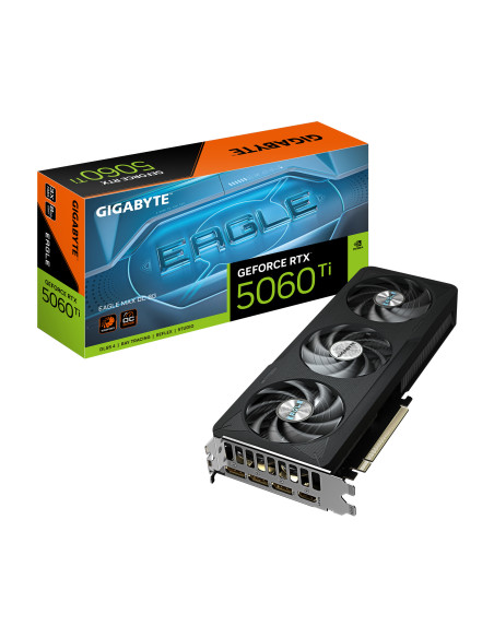 GIGABYTE GeForce RTX 5060 Ti EAGLE MAX OC 8G Tarjeta Gráfica – 8 GB GDDR7, 128 bits, PCI-E 5.0, 2617MHz Frecuencia del núcleo,