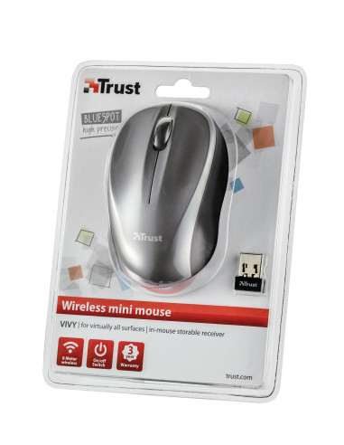 Trust Vivy ratón Oficina Ambidextro RF inalámbrico Óptico 800 DPI