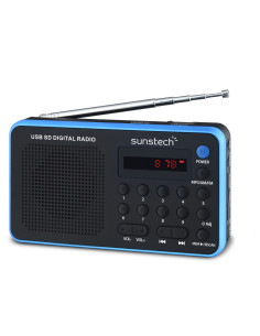 Sunstech Portable digital AM FM radio Black Portátil Analógica Negro, Azul