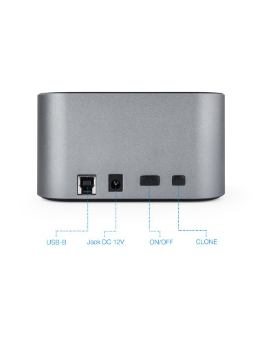 TooQ TQDS-805G base de conexión para disco duro USB 3.2 Gen 1 (3.1 Gen 1) Type-B Aluminio