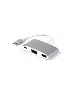 LMP 15093 base para portátil y replicador de puertos USB 3.2 Gen 1 (3.1 Gen 1) Type-C Plata, Blanco