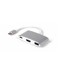 LMP 15090 base para portátil y replicador de puertos USB 3.2 Gen 2 (3.1 Gen 2) Type-C Plata, Blanco