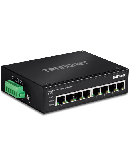 Trendnet TI-E80 switch No administrado Fast Ethernet (10 100) Negro