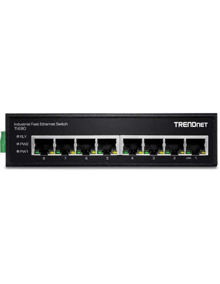 Trendnet TI-E80 switch No administrado Fast Ethernet (10 100) Negro