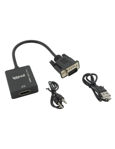 iggual Adaptador VGA a HDMI + audio + microUSB