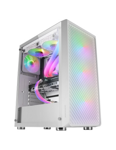 Mars Gaming MC-F, Semitorre Gaming ATX, Ventana Completa Cristal Templado, Frontal Metal-Mesh, 4X Ventiladores ARGB 120mm,
