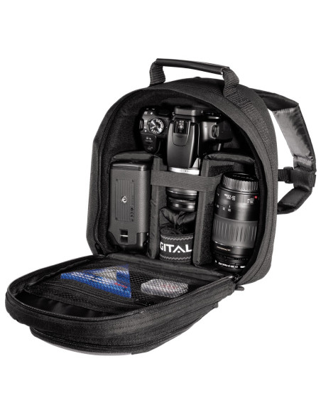 Hama | Mochila para cámara de fotos, con bolsillos, asa de transporte, separadores interiores, color negro