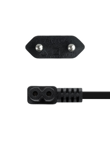 TooQ Cable de Alimentación Acodado CEE7 16 M-C7 H, Negro, 3 m