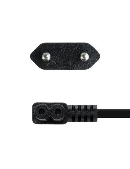 TooQ Cable de Alimentación Acodado CEE7 16 M-C7 H, Negro, 3 m