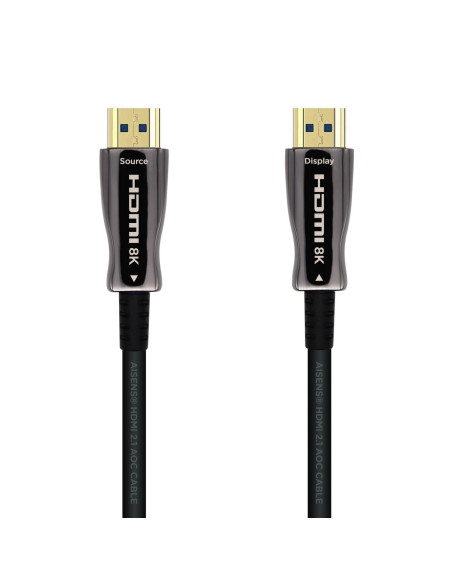 AISENS Cable HDMI V2.1 AOC Ultra Alta Velocidad   HEC 8k@60Hz 4k@120Hz 4 4 4 48Gbps, A M-A M, Negro, 60m