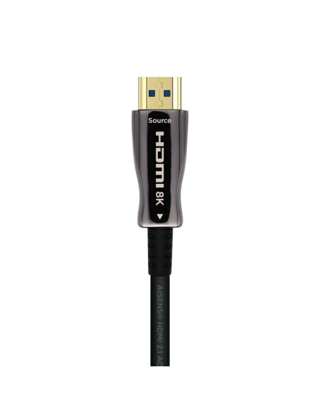 AISENS Cable HDMI V2.1 AOC Ultra Alta Velocidad   HEC 8k@60Hz 4k@120Hz 4 4 4 48Gbps, A M-A M, Negro, 60m