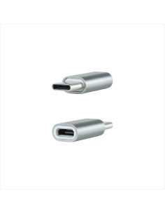 Nanocable Adaptador USB-C a Micro USB, USB-C M-Micro B H, Aluminio, Gris