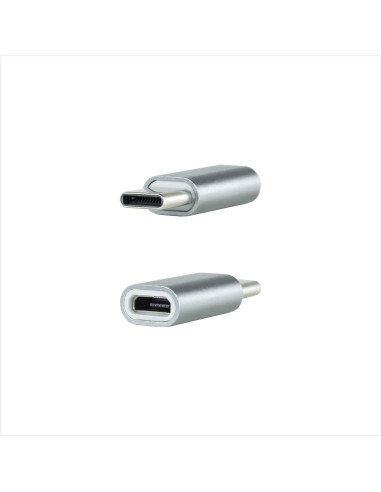 Nanocable Adaptador USB-C a Micro USB, USB-C M-Micro B H, Aluminio, Gris
