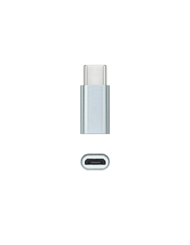 Nanocable Adaptador USB-C a Micro USB, USB-C M-Micro B H, Aluminio, Gris