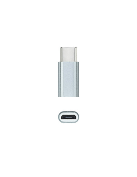 Nanocable Adaptador USB-C a Micro USB, USB-C M-Micro B H, Aluminio, Gris