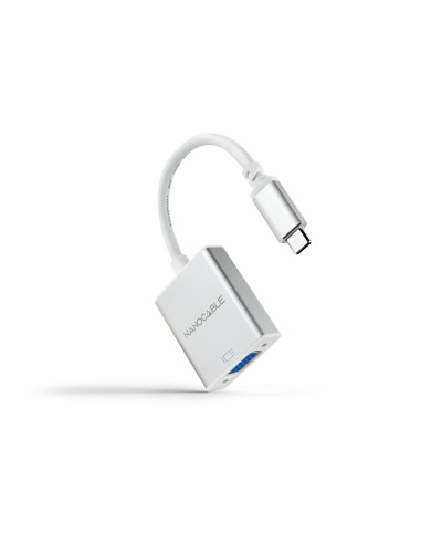 Nanocable Conversor USB-C a VGA. USB-C M-VGA H, Aluminio 10 cm
