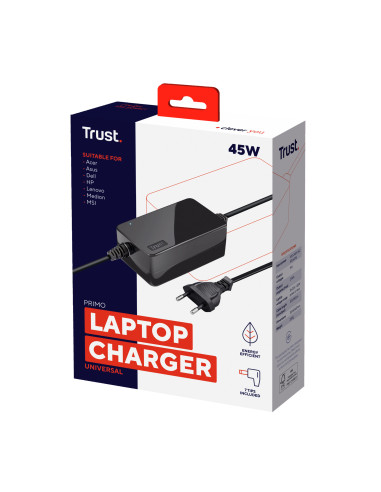 Trust Primo adaptador e inversor de corriente Interior 45 W Negro