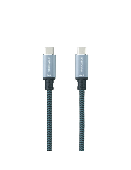 Nanocable Cable USB 3.1 Gen2 10Gbps 5A, 4K 60Hz, USB-C M-USB-C M, Gris Negro, 1.5 m