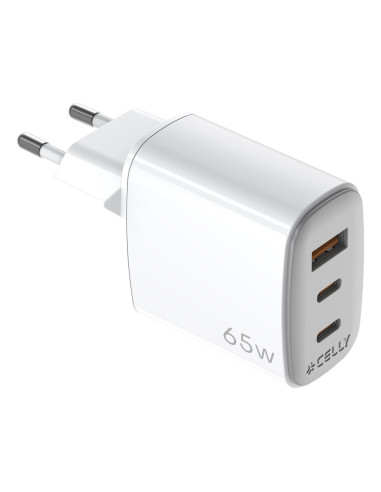 Celly UPTC1USB2USBC65 cargador de dispositivo móvil Smartphone, Tableta, Teléfono Blanco USB Interior
