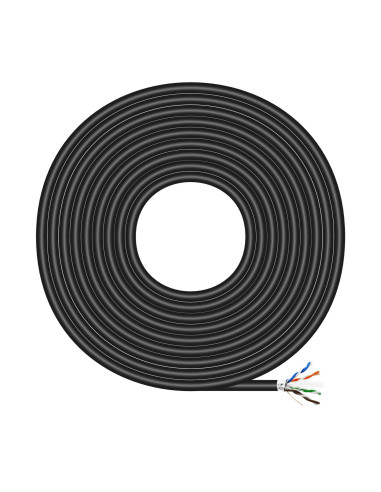 AISENS Cable de Red Exterior Impermeable RJ45 Cat.6 FTP Rigido AWG24, Negro, 305M