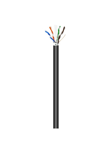 AISENS Cable de Red Exterior Impermeable RJ45 Cat.6 FTP Rigido AWG24, Negro, 305M