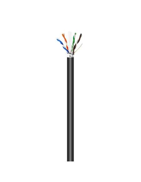 AISENS Cable de Red Exterior Impermeable RJ45 Cat.6 FTP Rigido AWG24, Negro, 305M