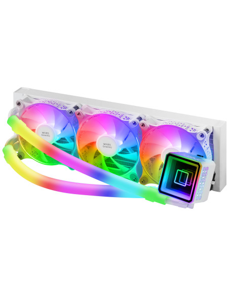 Mars Gaming ML-ULTRA360 Blanco, Refrigeración Líquida CPU, TDP 650W, Espejo Infinito, 3 Ventiladores Silenciosos FDB ARGB,