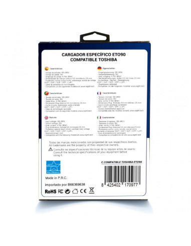 Eightt ETO90 adaptador e inversor de corriente Universal 90 W Negro