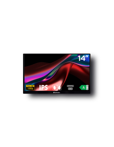 Verbatim 49591 pantalla para PC 35,6 cm (14") 1920 x 1080 Pixeles Full HD LCD Pantalla táctil Negro