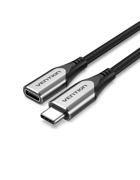 Vention Cable Alargador USB 3.1 Tipo-C TABHF  USB Tipo-C Macho - USB Tipo-C Hembra  1m  Gris