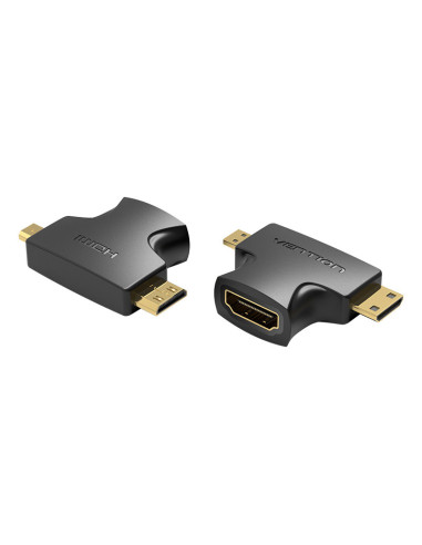 Vention Adaptador HDMI 2 en 1 AGFB0  HDMI Hembra a Micro HDMI Macho - Mini HDMI Macho