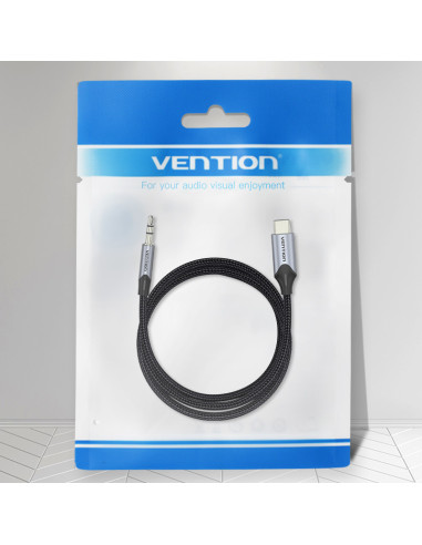 Vention Cable Conversor Audio BGKHF  USB Tipo-C Macho - Jack 3.5 Macho  1m  Gris