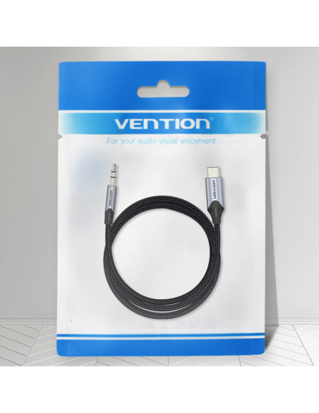 Vention Cable Conversor Audio BGKHF  USB Tipo-C Macho - Jack 3.5 Macho  1m  Gris