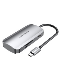 Vention Docking USB Tipo-C TNHHB  3xUSB  1xUSB Tipo-C PD  1xLector Tarjetas SD y MicroSD  Gris 2