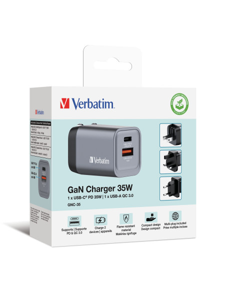 Verbatim GNC-35 Universal Negro, Gris Corriente alterna Carga rápida Interior