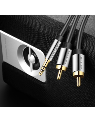 Vention Cable Estéreo BCFBG  Jack 3.5 Macho - 2x RCA Macho  1.5m  Negro