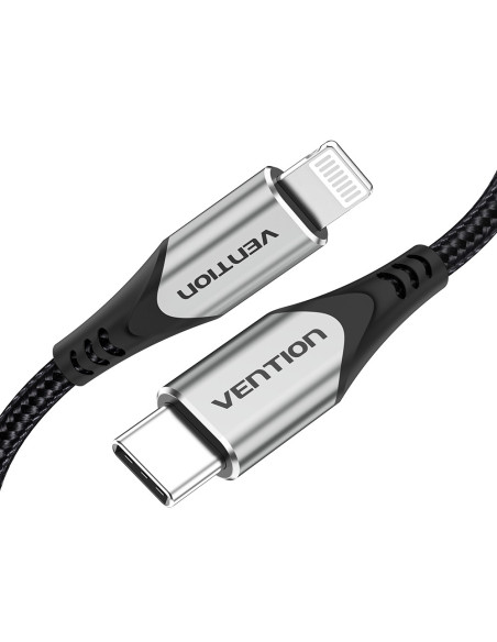 Vention Cable USB 2.0 Tipo-C Lightning TACHH  USB Tipo-C Macho - Lightning Macho  2m  Gris y Negro