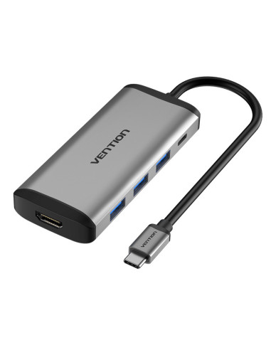 Vention Docking USB Tipo-C CNBHB  1xHDMI  3xUSB  1xUSB Tipo-C PD  Gris