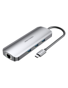 Vention Docking USB Tipo-C TOLHB  1xHDMI  3xUSB  1xUSB Tipo-C PD  1xRJ45 1xLector Tarjetas SD y MicroSD  Jack 3.5  Gris