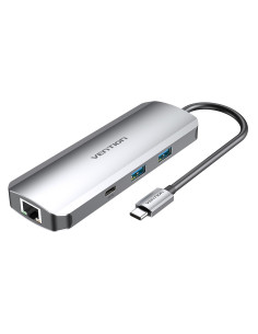 Vention Docking USB Tipo-C TOMHB  1xHDMI  2xUSB  1xUSB Tipo-C  1xUSB Tipo-C PD  1xRJ45  1xLector Tarjetas SD y MicroSD  Jack