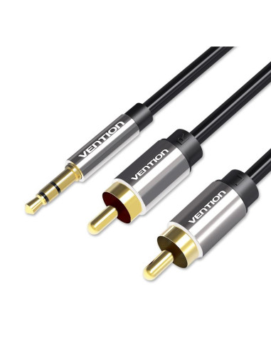 Vention Cable Estéreo BCFBH  Jack 3.5 Macho - 2x RCA Macho  2m  Negro
