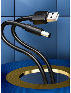 Vention Cable Alimentación CEYBF  USB-A Macho - DC 5.5mm  1m  Negro 2