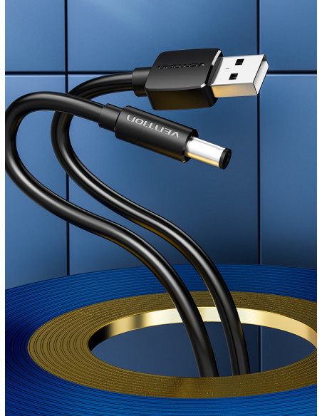 Vention Cable Alimentación CEYBF  USB-A Macho - DC 5.5mm  1m  Negro
