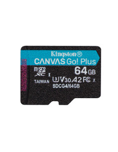 Kingston Technology Tarjeta microSDXC Canvas Go Plus Gen4 de 64 GB, 200 MB s, A2 U3 V30 y adaptador 2